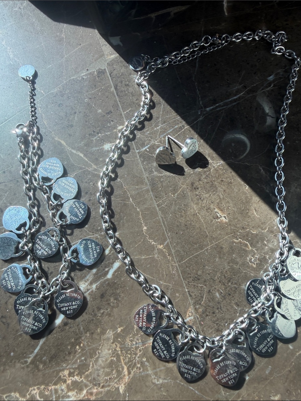Heart Tag Necklace, Bracelet and Earrings Set